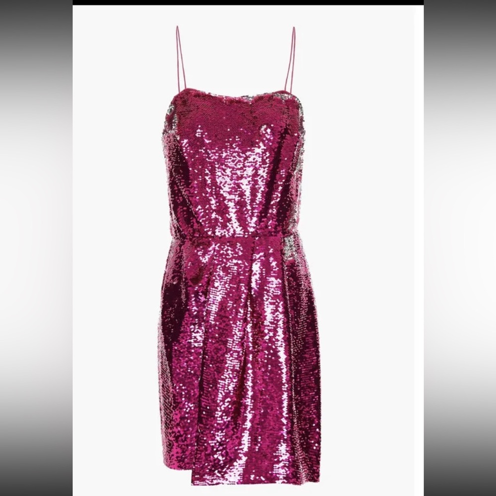 Derek Lam 10 Crosby Womens Sequin Sleeveless Draped Mini Dress Pink Size 8